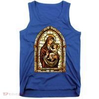 Our Lady Of Mount Carmel Stained Glass Gift Tank Top thumb 0