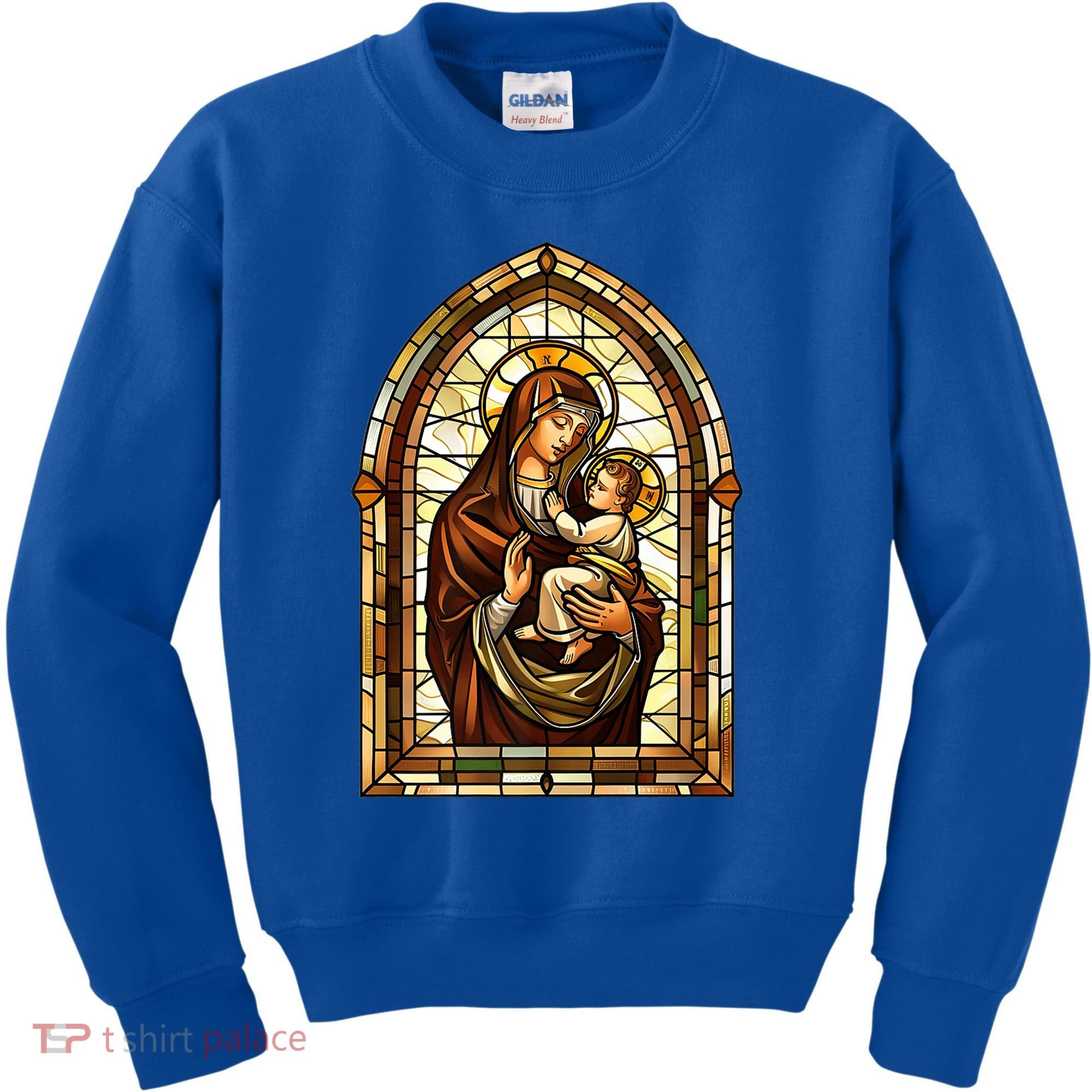 Our Lady Of Mount Carmel Stained Glass Gift Kids Sweatshirt