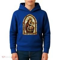 Our Lady Of Mount Carmel Stained Glass Gift Kids Hoodie thumb 4