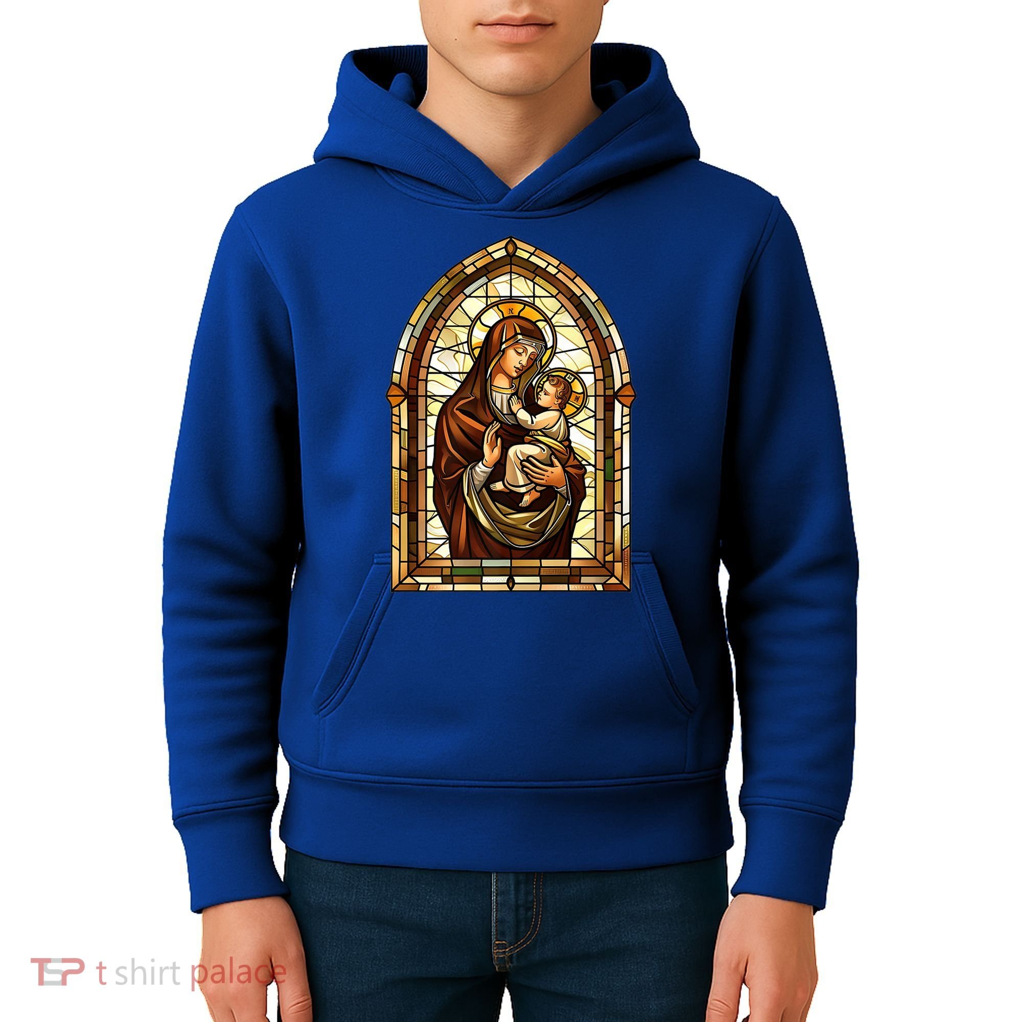 Our Lady Of Mount Carmel Stained Glass Gift Kids Hoodie