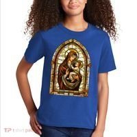 Our Lady Of Mount Carmel Stained Glass Gift Kids T-Shirt thumb 2