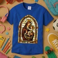 Our Lady Of Mount Carmel Stained Glass Gift Kids T-Shirt thumb 3