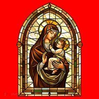 Our Lady Of Mount Carmel Stained Glass Gift Santa Hat thumb 1