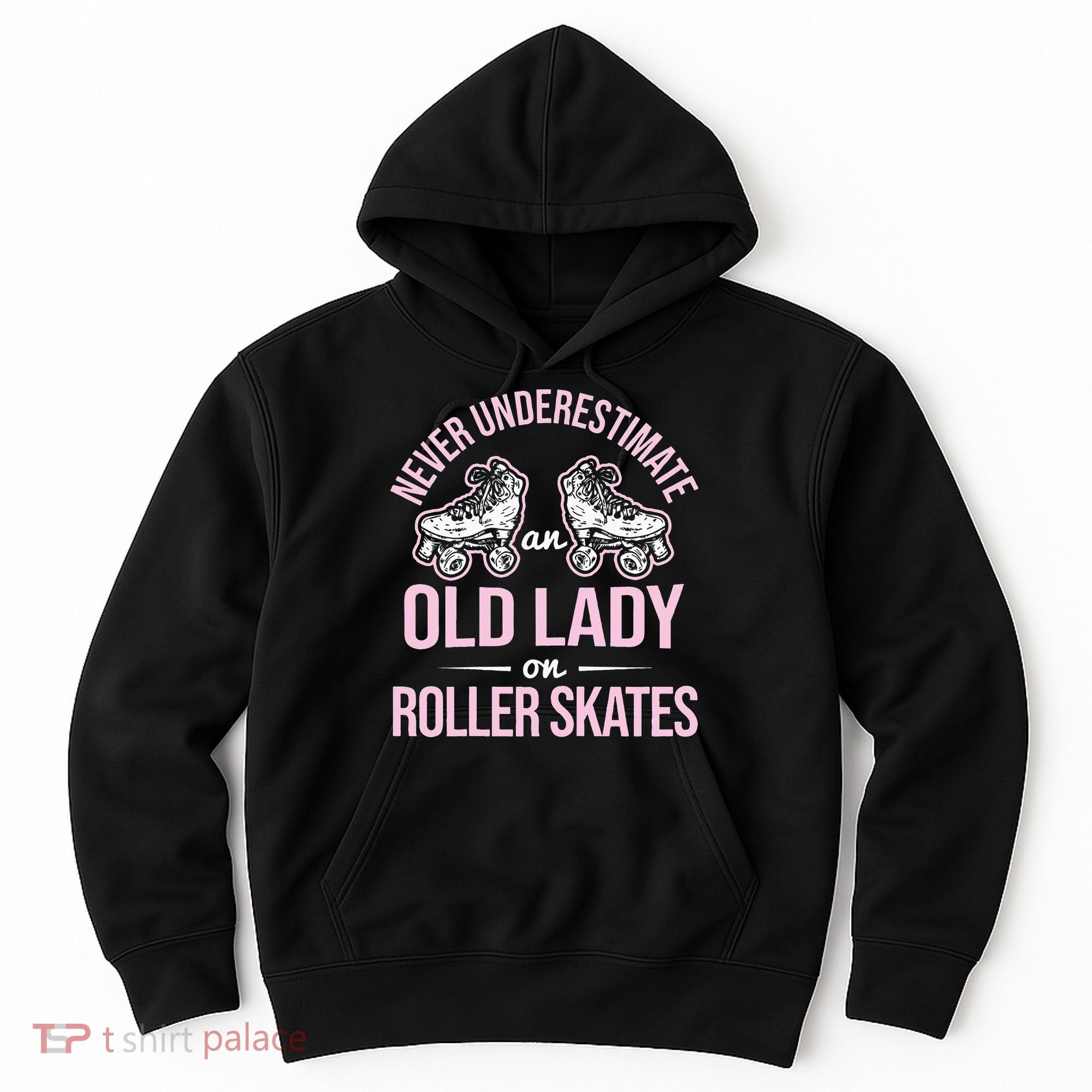 Old Lady On Roller Derby Roller Skating Roller Skate Hoodie