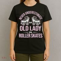 Old Lady On Roller Derby Roller Skating Roller Skate T-Shirt thumb 4