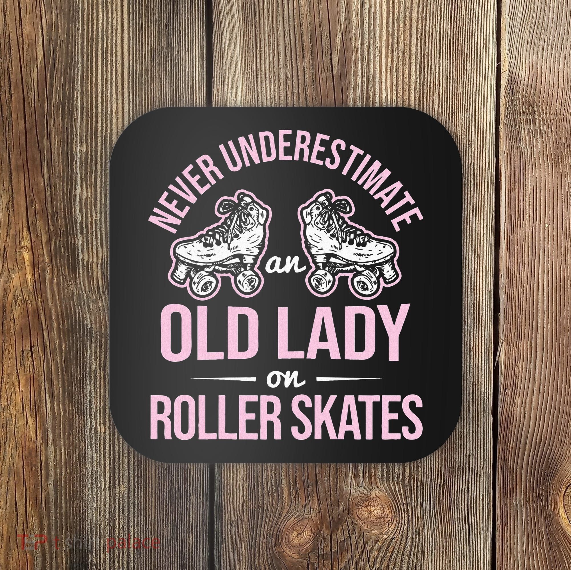 Old Lady On Roller Derby Roller Skating Roller Skate Coaster