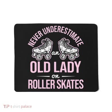 Old Lady On Roller Derby Roller Skating Roller Skate Mousepad