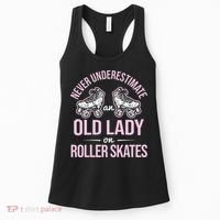 Old Lady On Roller Derby Roller Skating Roller Skate Women's Tank Top thumb 0