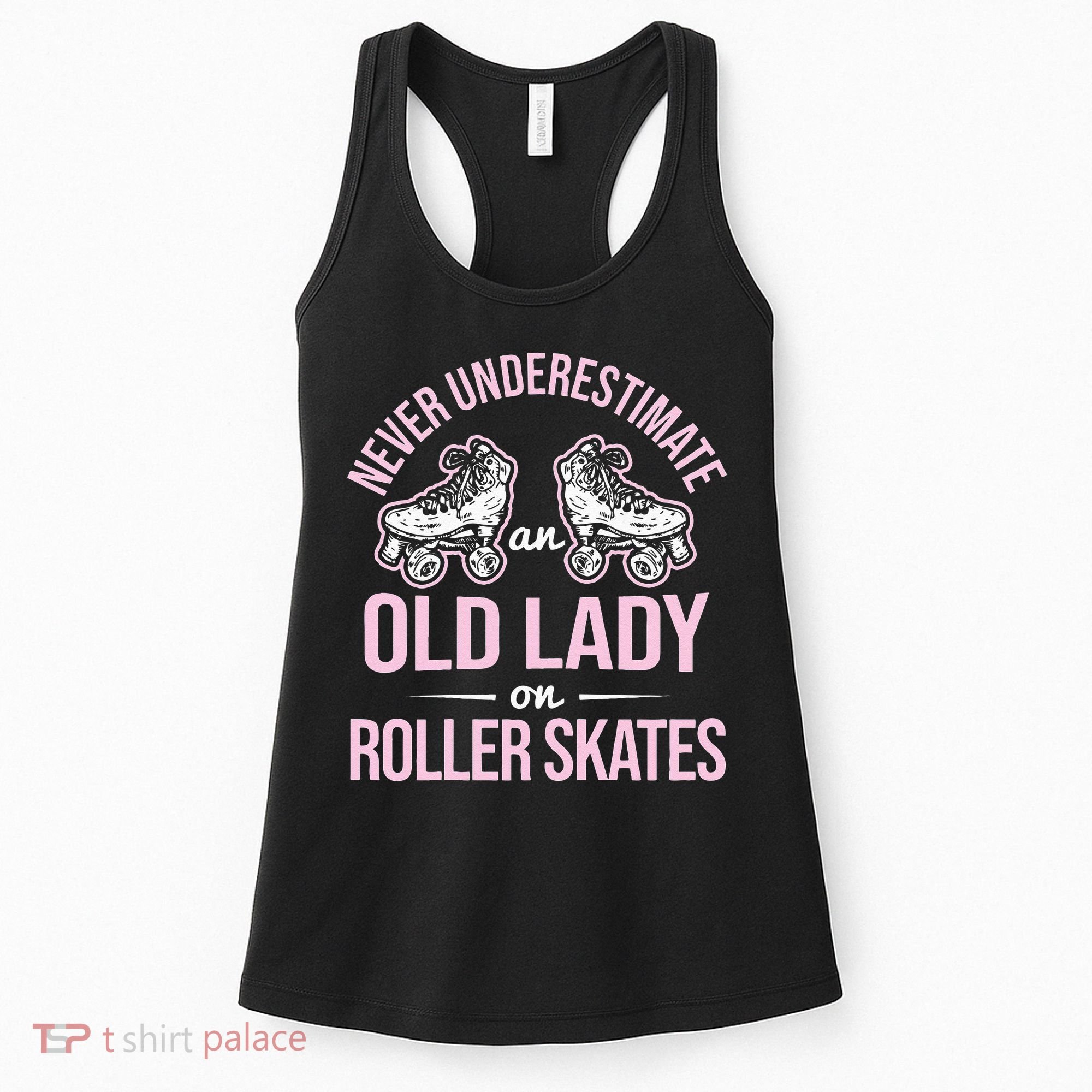 Old Lady On Roller Derby Roller Skating Roller Skate Women's Tank Top