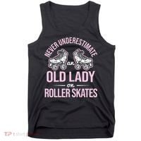 Old Lady On Roller Derby Roller Skating Roller Skate Tank Top thumb 0