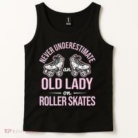 Old Lady On Roller Derby Roller Skating Roller Skate Tank Top thumb 2
