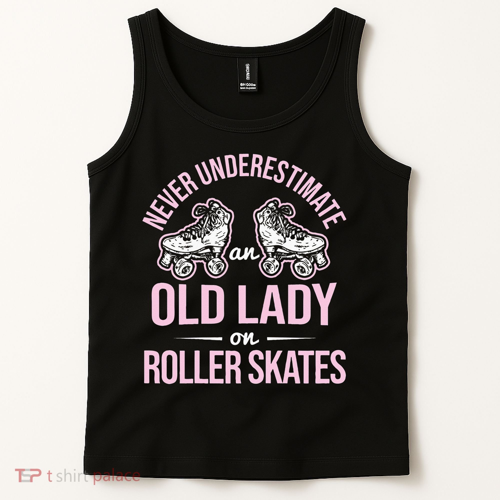 Old Lady On Roller Derby Roller Skating Roller Skate Tank Top