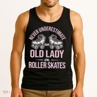 Old Lady On Roller Derby Roller Skating Roller Skate Tank Top thumb 3