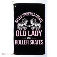 Old Lady On Roller Derby Roller Skating Roller Skate Golf Towel thumb 0