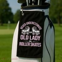Old Lady On Roller Derby Roller Skating Roller Skate Golf Towel thumb 2