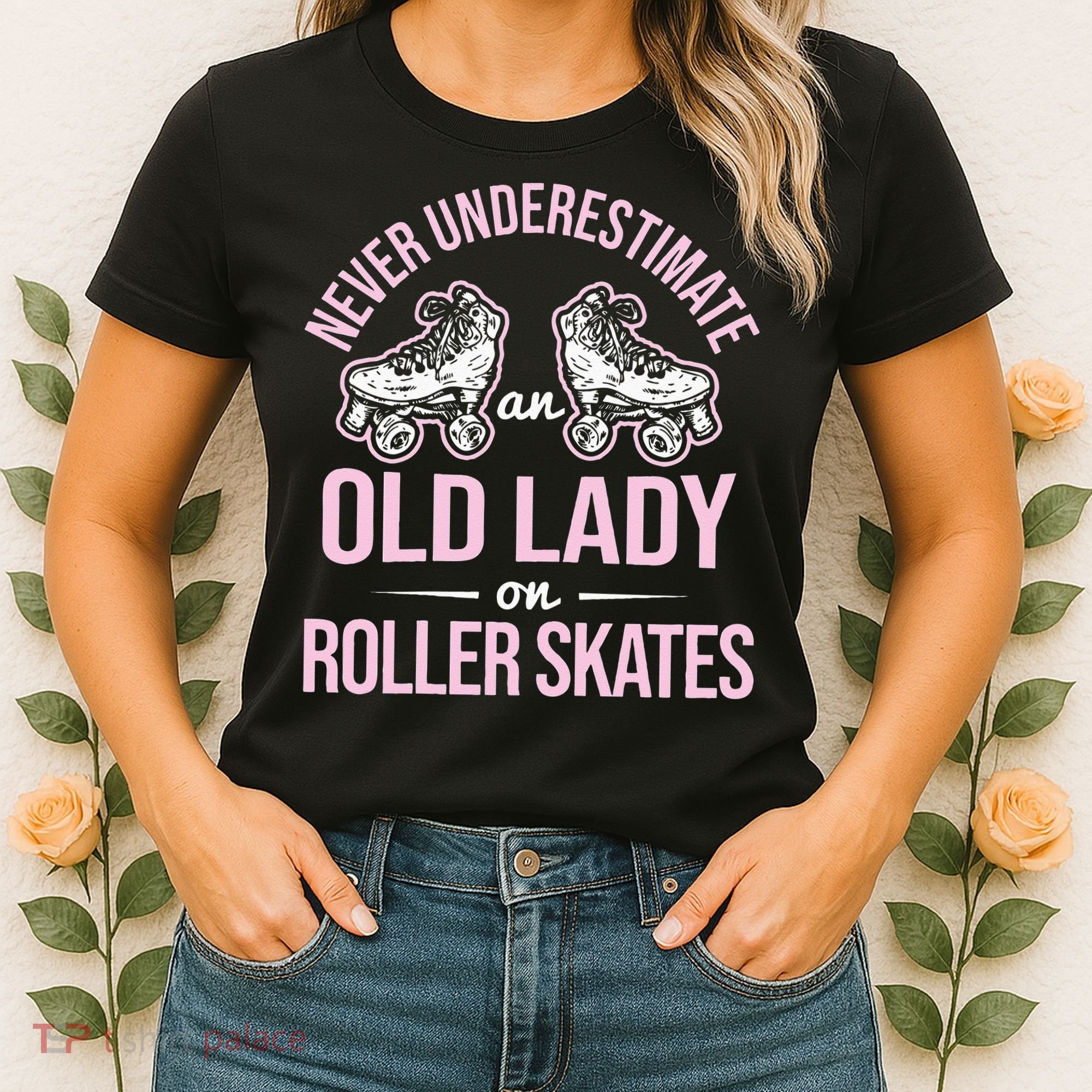 Old Lady On Roller Derby Roller Skating Roller Skate Women's T-Shirt