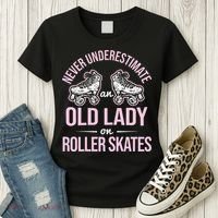 Old Lady On Roller Derby Roller Skating Roller Skate Women's T-Shirt thumb 3