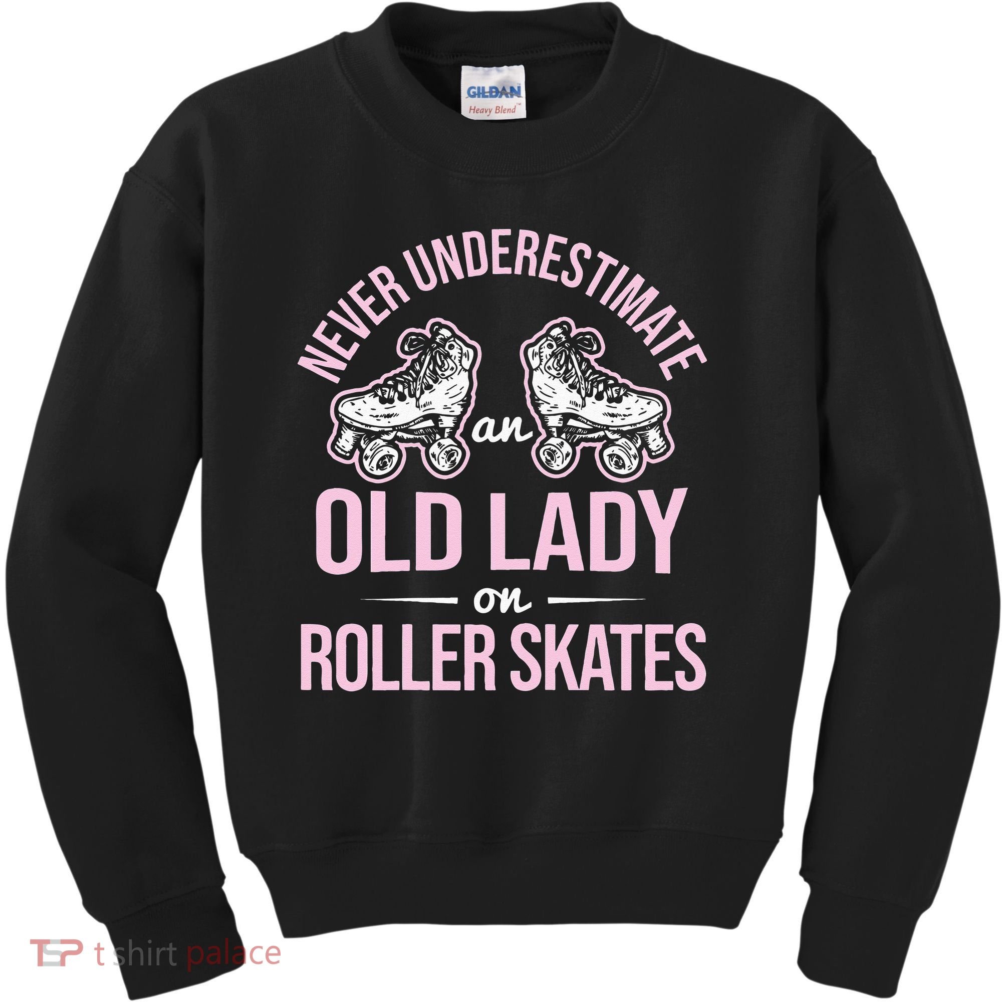 Old Lady On Roller Derby Roller Skating Roller Skate Kids Sweatshirt