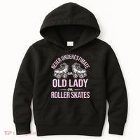 Old Lady On Roller Derby Roller Skating Roller Skate Kids Hoodie thumb 0