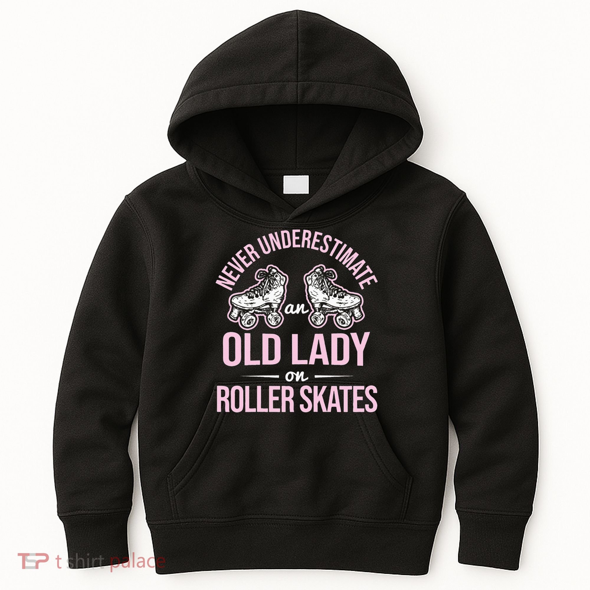 Old Lady On Roller Derby Roller Skating Roller Skate Kids Hoodie