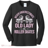 Old Lady On Roller Derby Roller Skating Roller Skate Kids Long Sleeve Shirt thumb 0