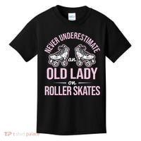 Old Lady On Roller Derby Roller Skating Roller Skate Kids T-Shirt thumb 0