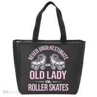 Old Lady On Roller Derby Roller Skating Roller Skate Tote Bag thumb 0