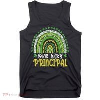 One Lucky Principal School Teacher St Patricks Day Rainbow Tank Top thumb 0
