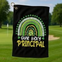 One Lucky Principal School Teacher St Patricks Day Rainbow Golf Towel thumb 1