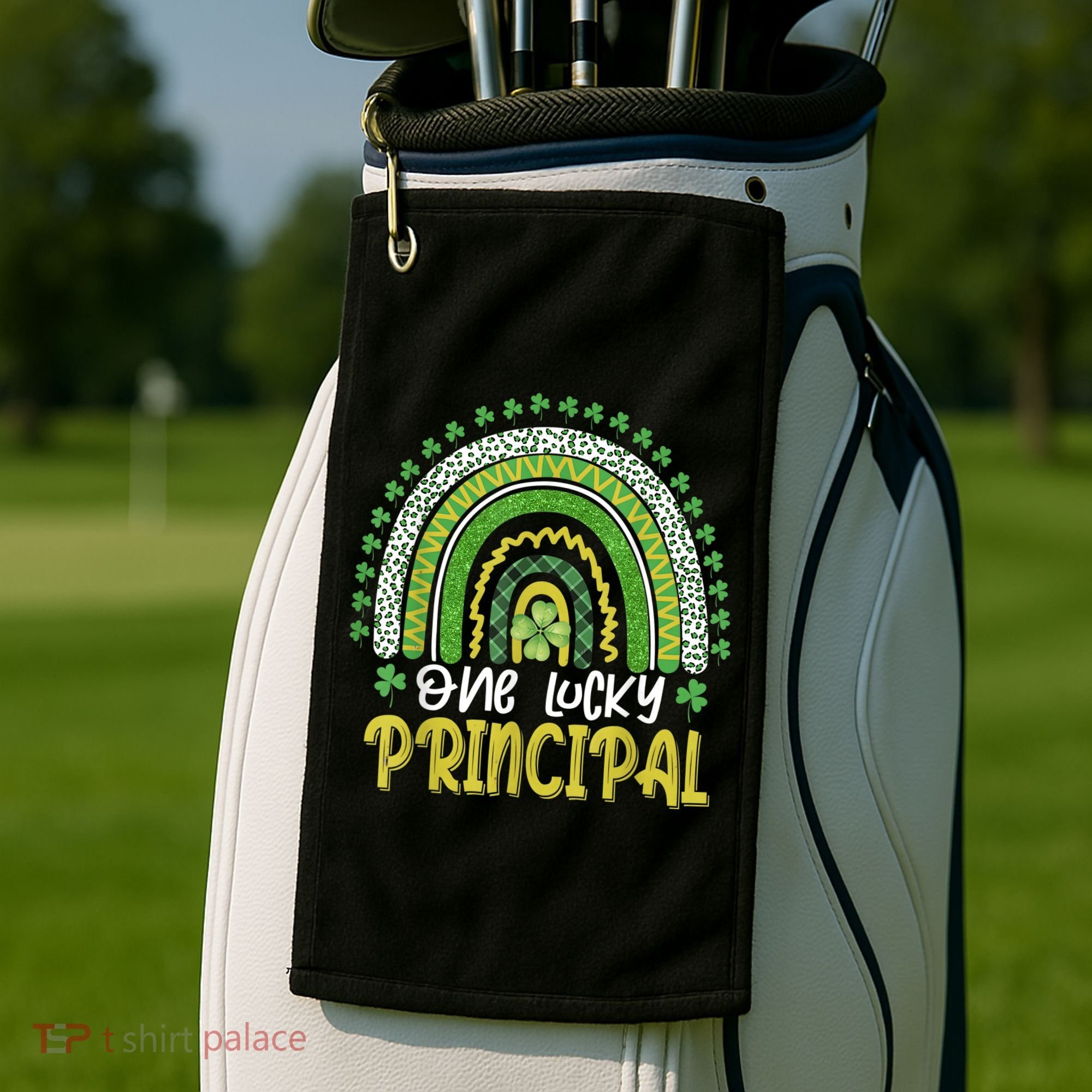 One Lucky Principal School Teacher St Patricks Day Rainbow Golf Towel