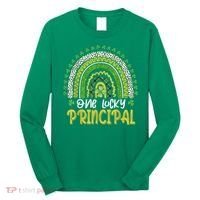 One Lucky Principal School Teacher St Patricks Day Rainbow Long Sleeve Shirt thumb 0