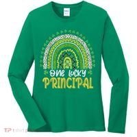 One Lucky Principal School Teacher St Patricks Day Rainbow Women's Long Sleeve Shirt thumb 0