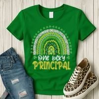 One Lucky Principal School Teacher St Patricks Day Rainbow Women's T-Shirt thumb 3