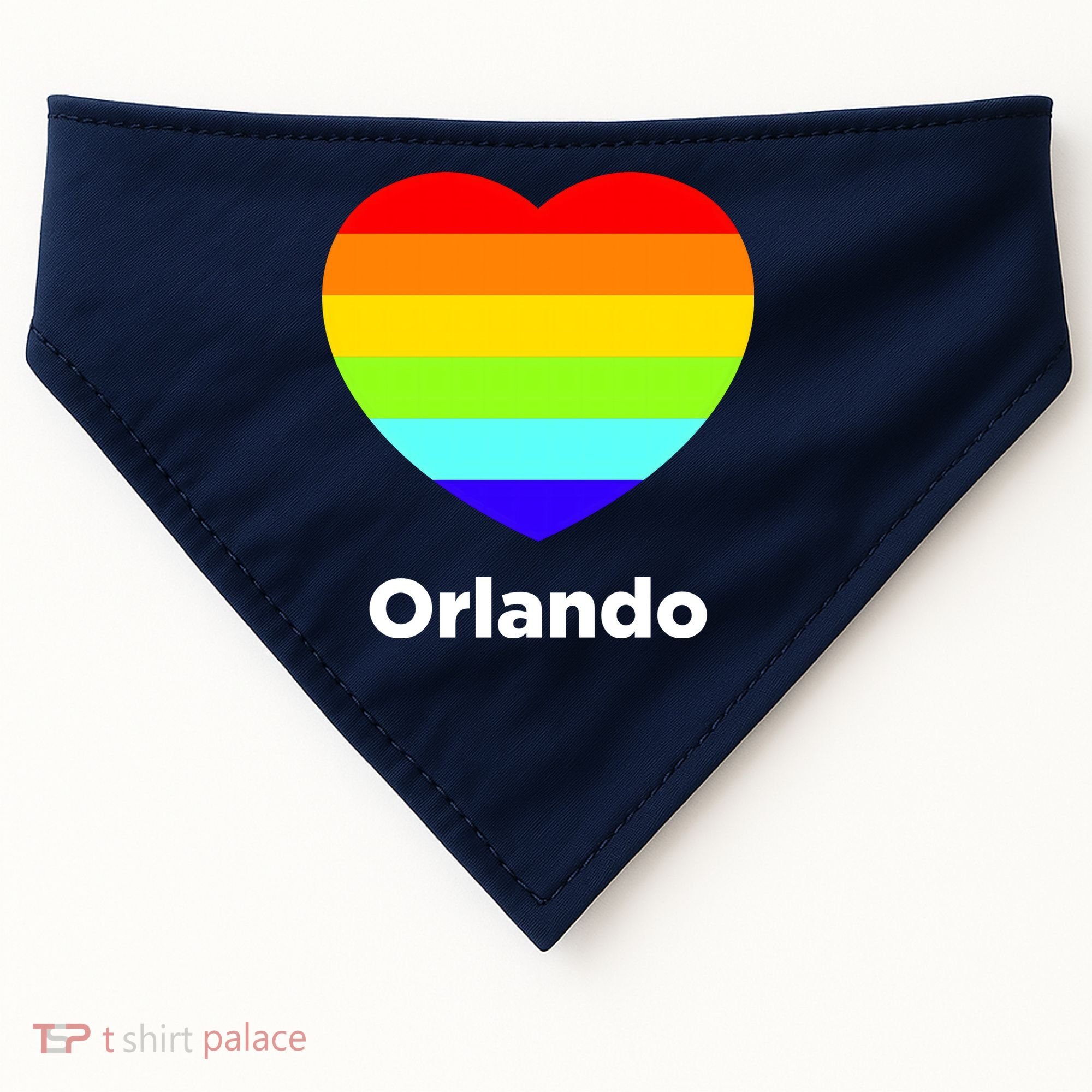 Orlando Love Rainbow Heart USA-Made Doggie Bandana