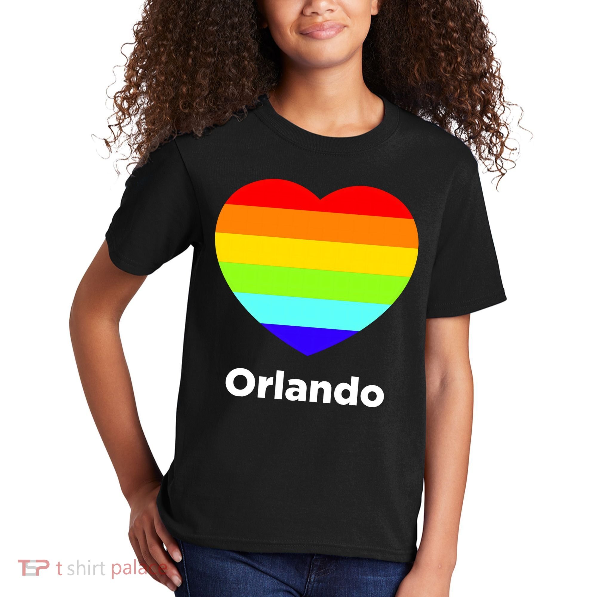 Orlando Love Rainbow Heart Kids T-Shirt