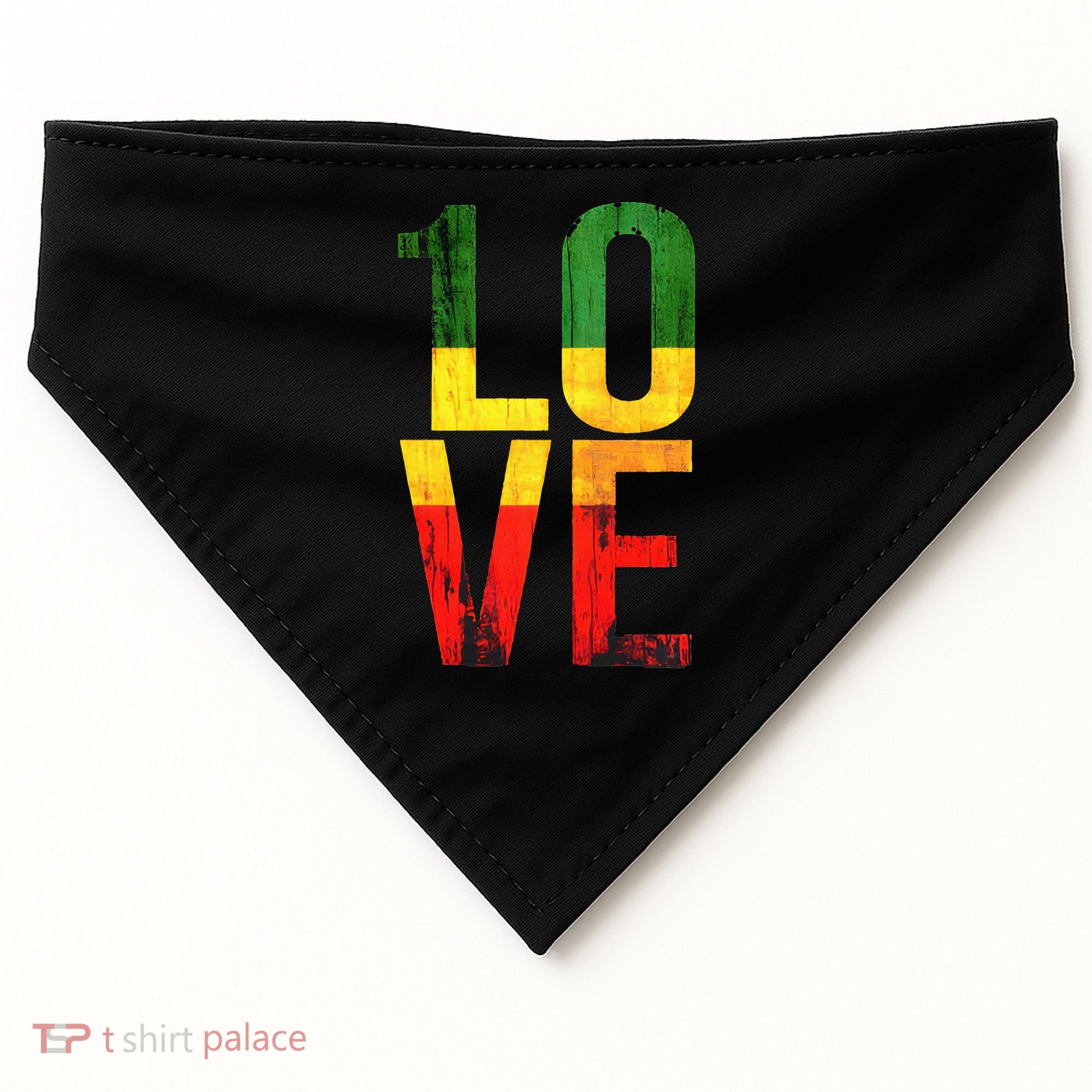 One Love Reggae Love Retro Reggae Casual USA-Made Doggie Bandana