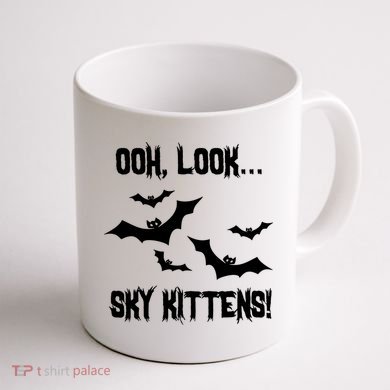 Oh Look Sky Kittens Bat Halloween Bats Coffee Mug back