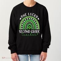 One Lucky Second Grade Teacher St Patricks Day Funny Rainbow Women's Sweatshirt thumb 0