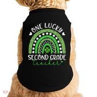 One Lucky Second Grade Teacher St Patricks Day Funny Rainbow Doggie Tank thumb 0