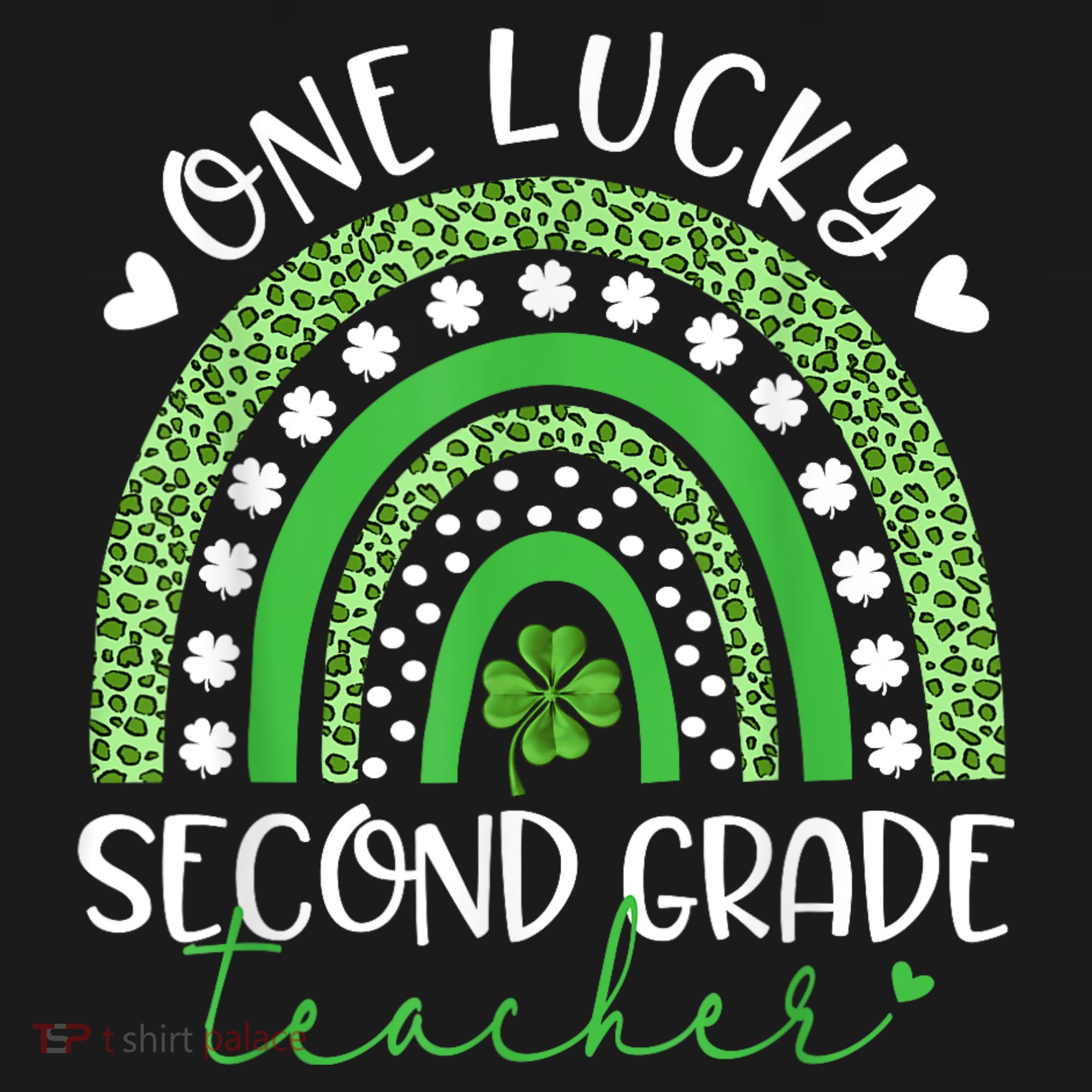 One Lucky Second Grade Teacher St Patricks Day Funny Rainbow USA-Made Doggie Bandana