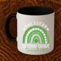 One Lucky Second Grade Teacher St Patricks Day Funny Rainbow Coffee Mug thumb 2
