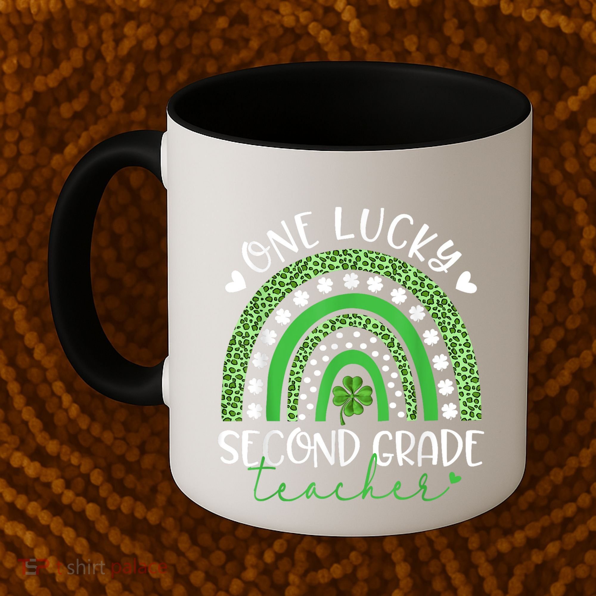One Lucky Second Grade Teacher St Patricks Day Funny Rainbow Coffee Mug