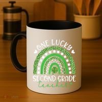 One Lucky Second Grade Teacher St Patricks Day Funny Rainbow Coffee Mug thumb 4