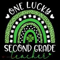 One Lucky Second Grade Teacher St Patricks Day Funny Rainbow Women's Hoodie thumb 2