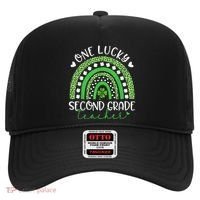One Lucky Second Grade Teacher St Patricks Day Funny Rainbow Hat thumb 0