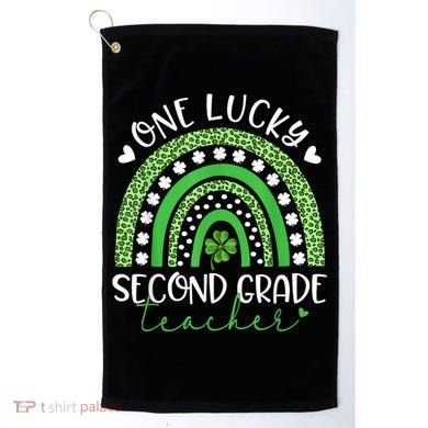 One Lucky Second Grade Teacher St Patricks Day Funny Rainbow Golf Towel