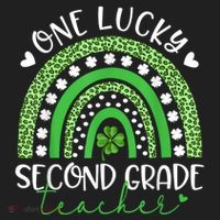 One Lucky Second Grade Teacher St Patricks Day Funny Rainbow Golf Towel thumb 3