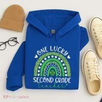One Lucky Second Grade Teacher St Patricks Day Funny Rainbow Hoodie thumb 4