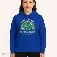One Lucky Second Grade Teacher St Patricks Day Funny Rainbow Hoodie thumb 5