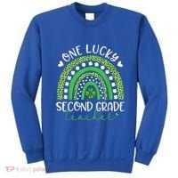 One Lucky Second Grade Teacher St Patricks Day Funny Rainbow Sweatshirt thumb 0